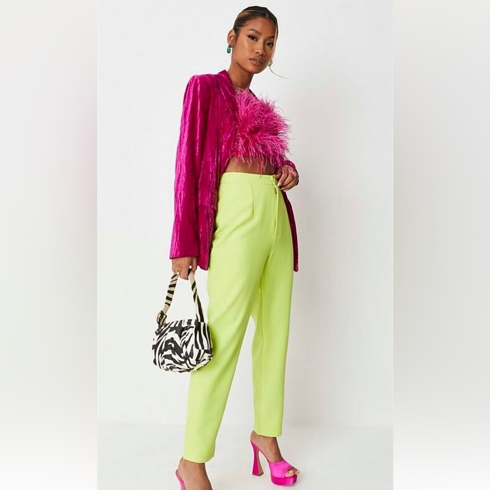 MISSGUIDED Neon Lime Green Cigarette Trouser NWT US 4